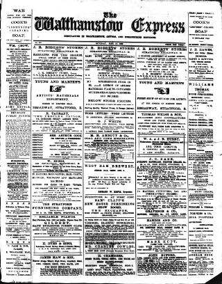 cover page of Walthamstow Express published on June 18, 1898