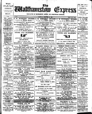 cover page of Walthamstow Express published on September 17, 1898