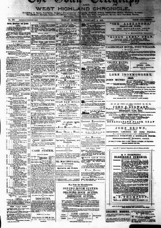 cover page of Oban Telegraph and West Highland Chronicle published on February 2, 1883
