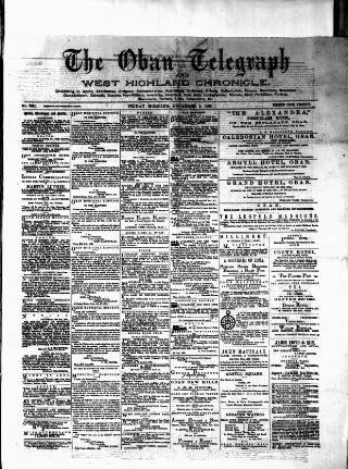 cover page of Oban Telegraph and West Highland Chronicle published on November 2, 1883