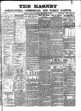 cover page of Magnet (London) published on September 17, 1883