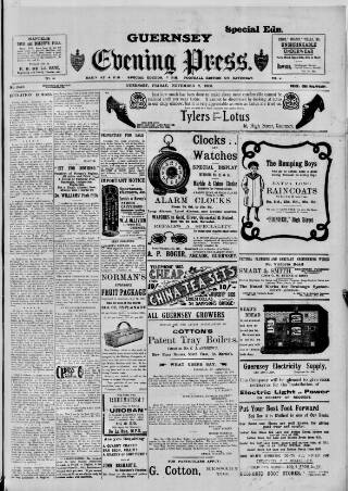 cover page of Guernsey Evening Press and Star published on November 2, 1906