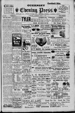 cover page of Guernsey Evening Press and Star published on April 4, 1908