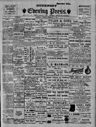 cover page of Guernsey Evening Press and Star published on February 2, 1909