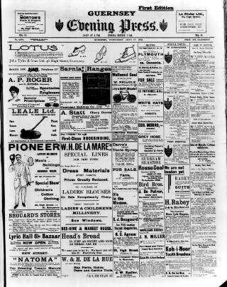 cover page of Guernsey Evening Press and Star published on June 18, 1913