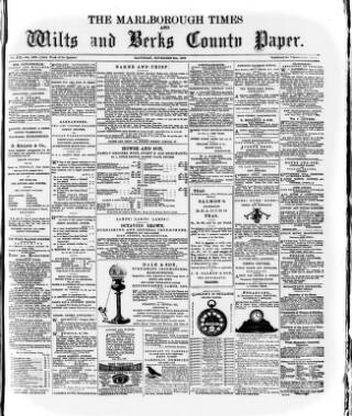 cover page of Marlborough Times published on November 2, 1878