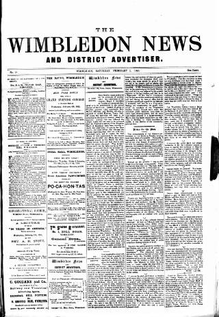 cover page of Wimbledon News published on February 2, 1895