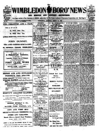 cover page of Wimbledon News published on March 19, 1910