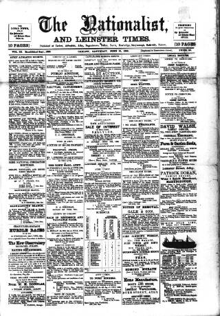 cover page of Carlow Nationalist published on June 18, 1892