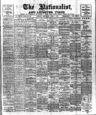 cover page of Carlow Nationalist published on April 1, 1911