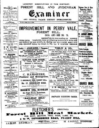 cover page of Forest Hill & Sydenham Examiner published on December 14, 1900