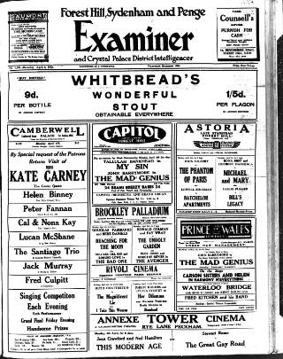 cover page of Forest Hill & Sydenham Examiner published on April 2, 1932