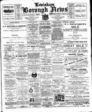 cover page of Lewisham Borough News published on August 2, 1907