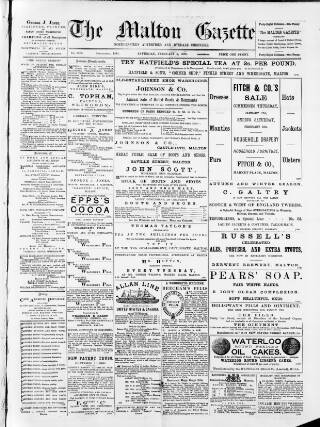 cover page of Malton Gazette published on February 2, 1889