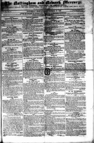 cover page of Nottingham and Newark Mercury published on September 17, 1831