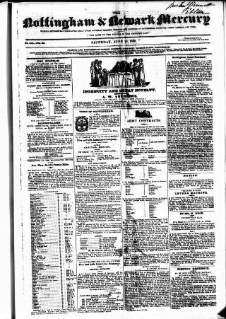 cover page of Nottingham and Newark Mercury published on June 18, 1836