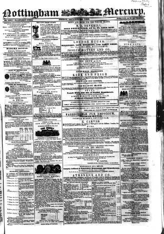 cover page of Nottingham and Newark Mercury published on November 2, 1849