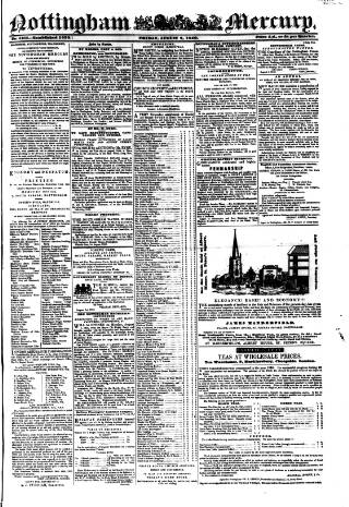 cover page of Nottingham and Newark Mercury published on August 2, 1850