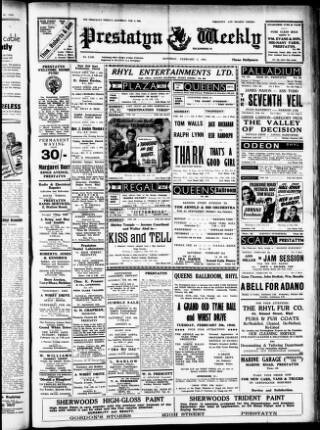 cover page of Prestatyn Weekly published on February 2, 1946