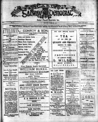 cover page of East Galway Democrat published on June 18, 1921