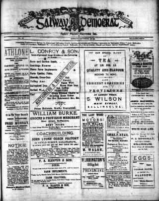 cover page of East Galway Democrat published on September 17, 1921