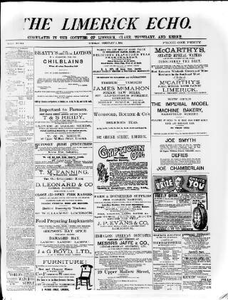 cover page of Limerick Echo published on February 2, 1904