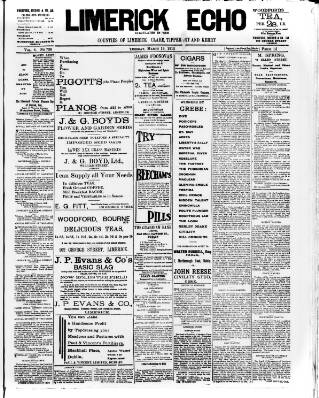 cover page of Limerick Echo published on March 19, 1912