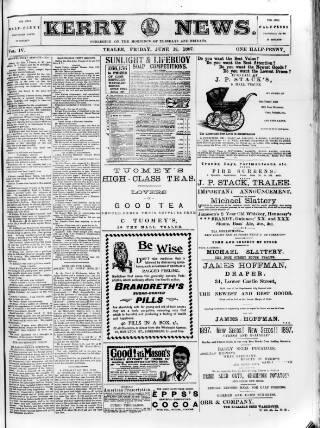cover page of Kerry News published on June 18, 1897
