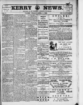 cover page of Kerry News published on April 1, 1898