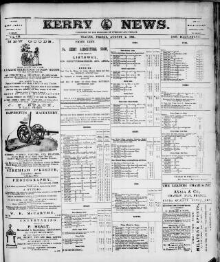 cover page of Kerry News published on August 2, 1901