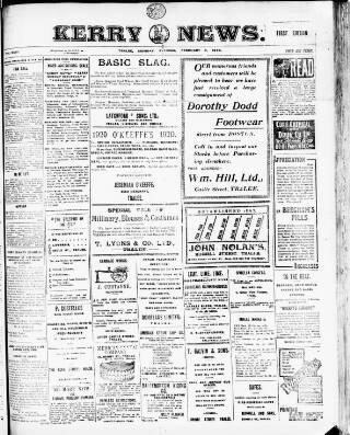 cover page of Kerry News published on February 2, 1920