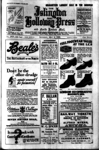 cover page of Holloway Press published on May 4, 1929