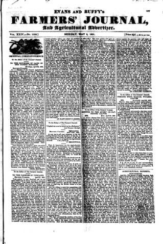 cover page of Evans and Ruffy's Farmer's Journal published on May 2, 1831