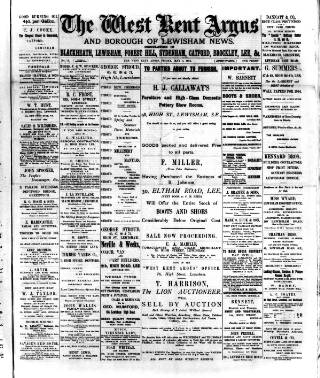 cover page of West Kent Argus and Borough of Lewisham News published on May 4, 1894