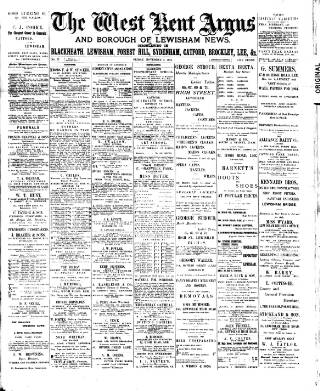 cover page of West Kent Argus and Borough of Lewisham News published on November 2, 1894