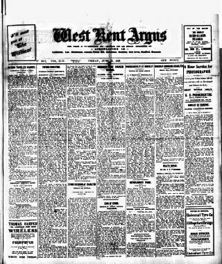 cover page of West Kent Argus and Borough of Lewisham News published on June 18, 1926