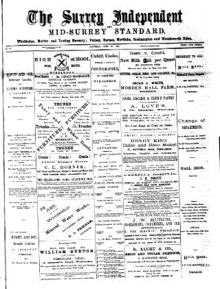 cover page of Surrey Independent and Wimbledon Mercury published on June 18, 1887