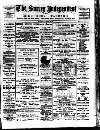 cover page of Surrey Independent and Wimbledon Mercury published on November 2, 1895