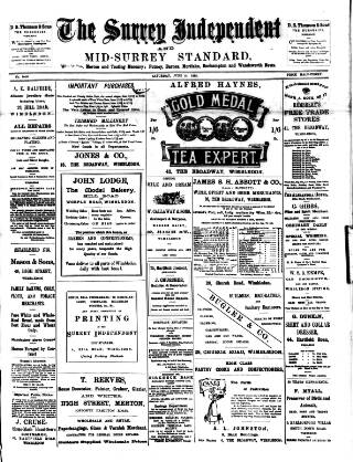 cover page of Surrey Independent and Wimbledon Mercury published on June 18, 1898