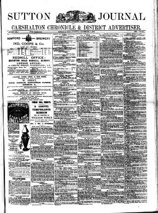 cover page of Sutton Journal published on November 2, 1882