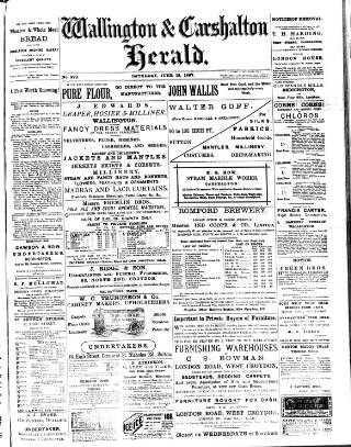 cover page of Wallington & Carshalton Herald published on June 18, 1887