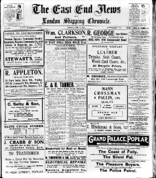 cover page of East End News and London Shipping Chronicle published on June 18, 1926