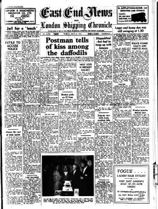 cover page of East End News and London Shipping Chronicle published on May 4, 1962