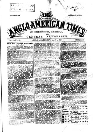 cover page of Anglo-American Times published on May 4, 1867