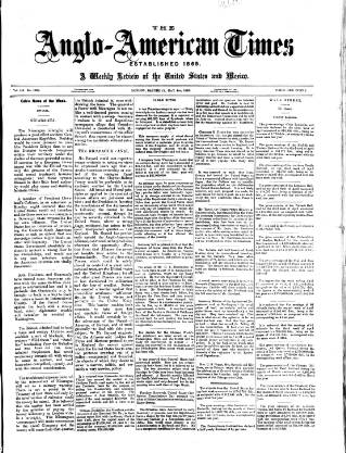 cover page of Anglo-American Times published on May 4, 1895