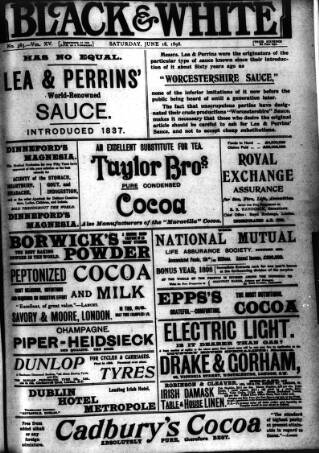 cover page of Black & White published on June 18, 1898