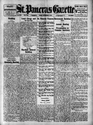 cover page of St. Pancras Gazette published on November 2, 1928
