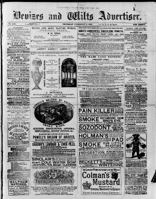 cover page of Devizes and Wilts Advertiser published on February 2, 1882