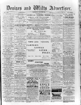 cover page of Devizes and Wilts Advertiser published on June 18, 1891
