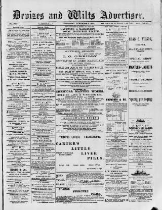 cover page of Devizes and Wilts Advertiser published on November 2, 1893